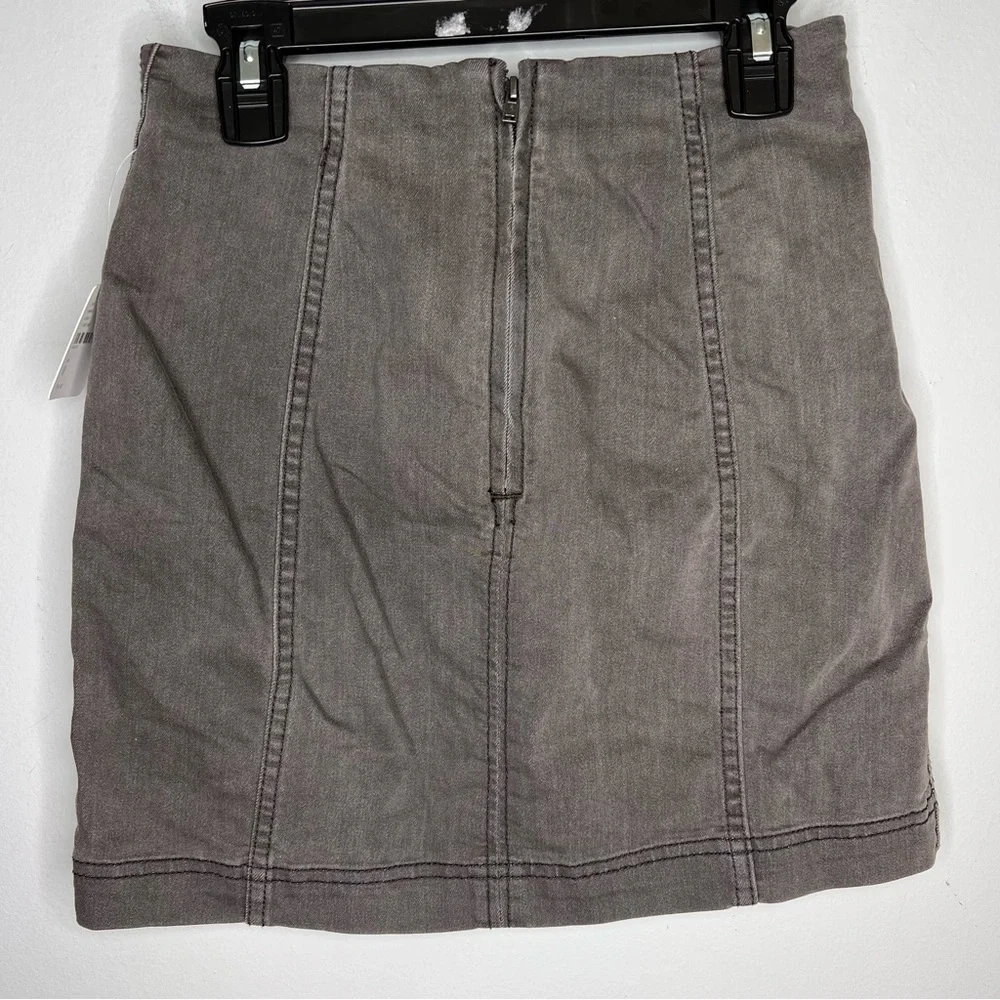 NEW Free People We‎ the Free Modern Femme Denim Stretch Mini Skirt Black Jean
